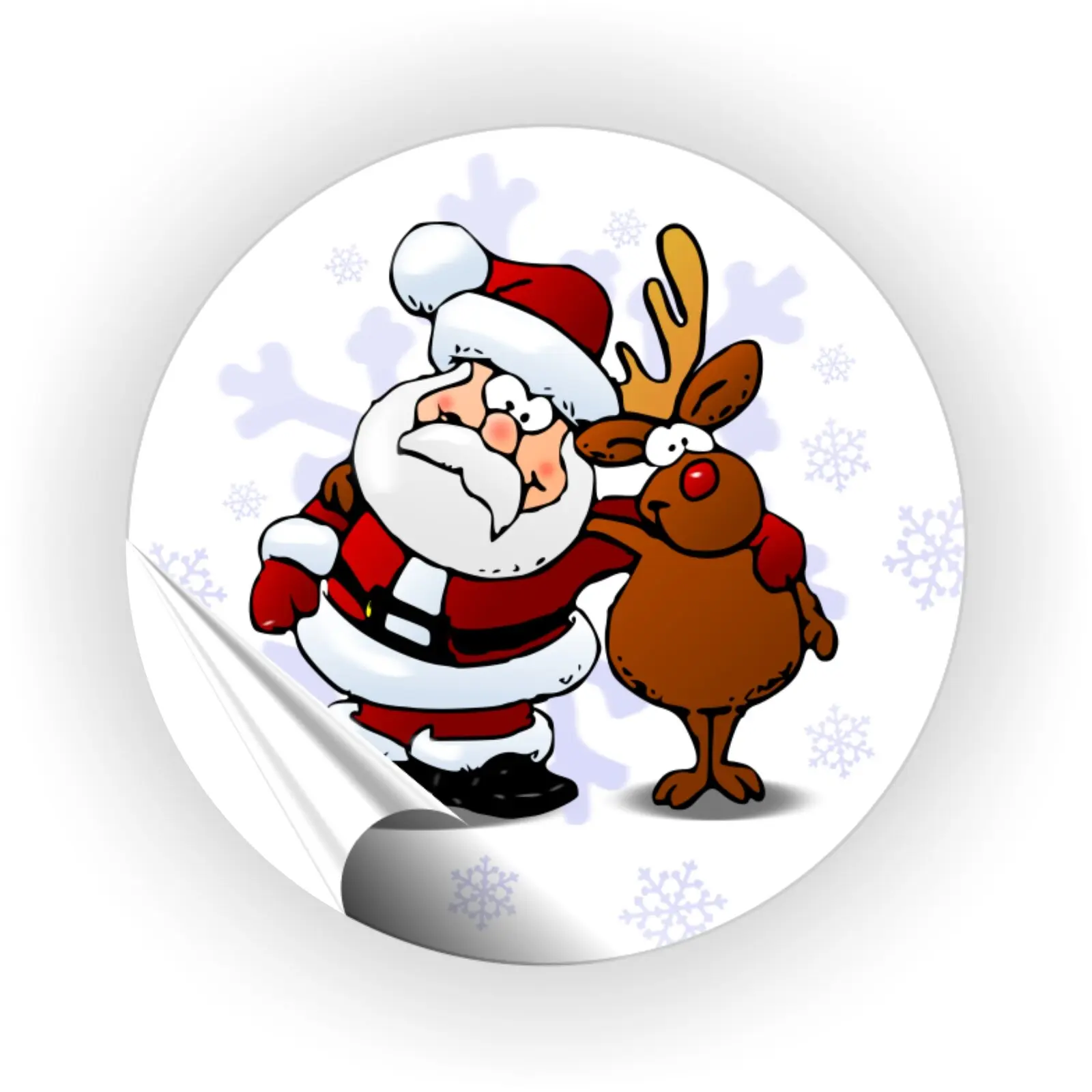 Weihnachtsaufkleber rund nikolaus und rudolf Advent Weihnachten