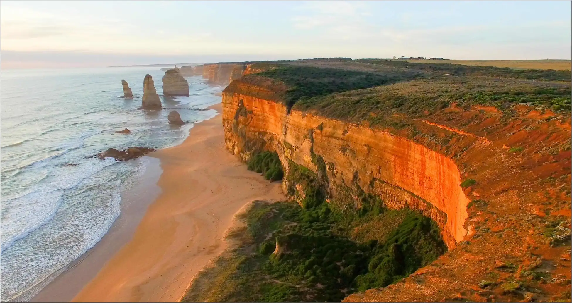 Küste Australiens Im Sonnenuntergang Strand Urlaub Reise Küste Australiens Im Sonnenuntergang