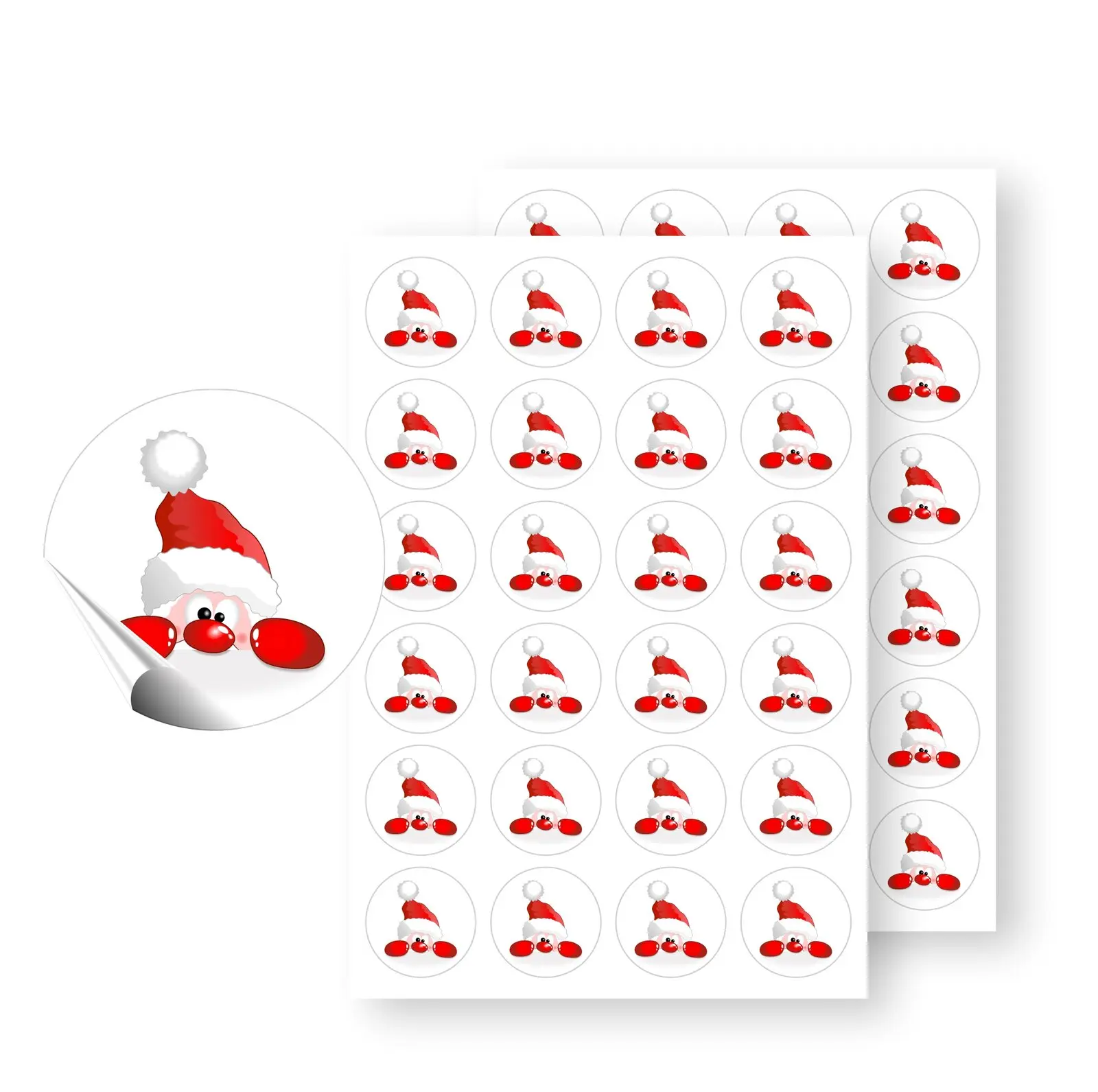 Aufkleberbogen mit Weihnachtsmann für Karten und mehr