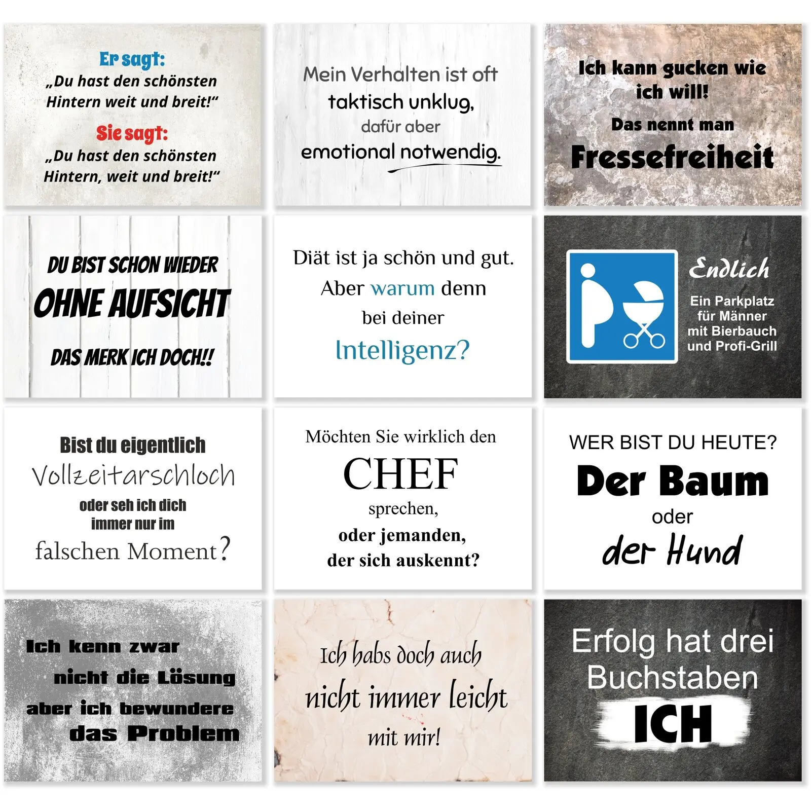 Lustige Postkartensprüche Querformat 12 Stück Lustige Postkartensprüche Querformat 12 Stück