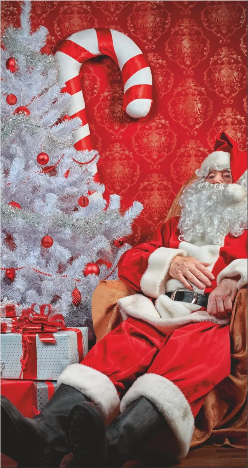 XXL Postkarte mit Weihnachtsmann Nikolaus rot weiß lustig XXL Postkarte mit Weihnachtsmann Nikolaus rot weiß