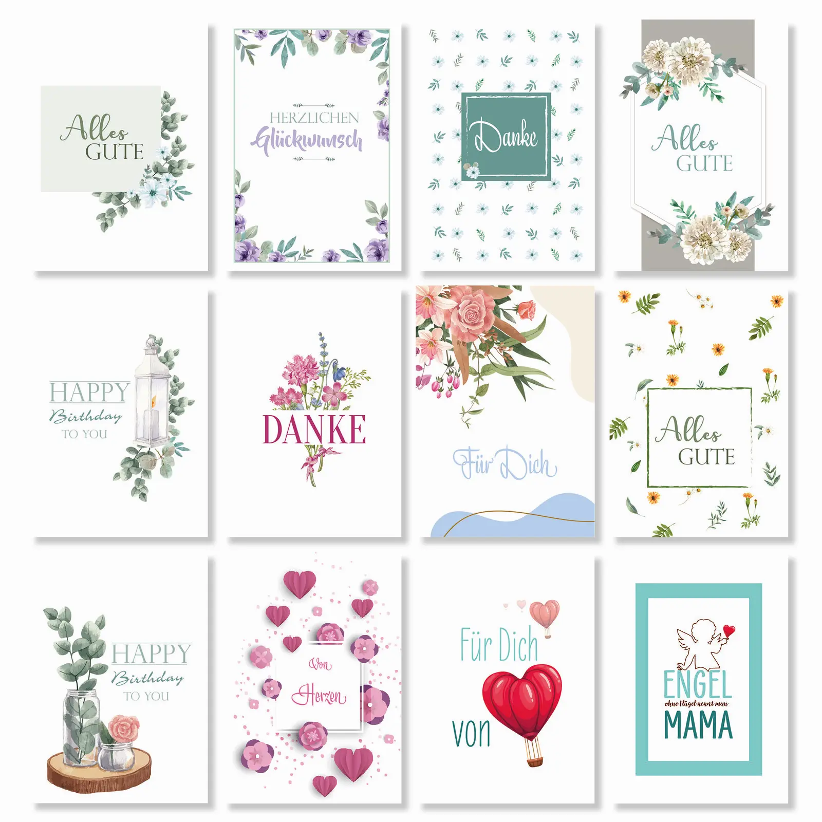 12 Postkarten für jede Gelegenheit Blumengrüße Set Postkarten für jede Gelegenheit 12er Set Blumengrüße